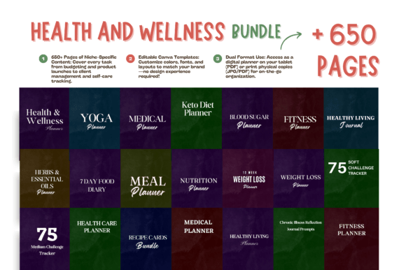 650 Page Health Wellness CanvaBundle