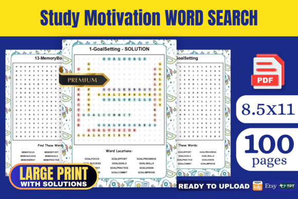 Study Motivation Word Search Book KDP: Productive Puzzles That Sell