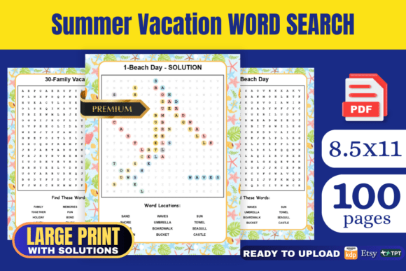 Summer Vacation Word Search Book KDP